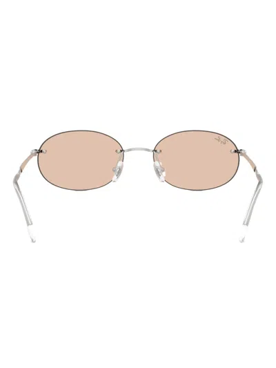 Ray Ban Oval-frame Rimless Sunglasses In Pink
