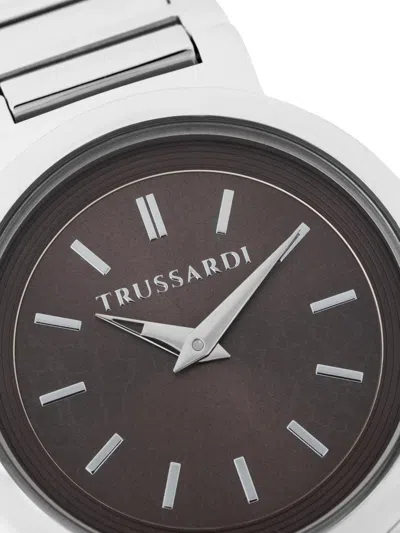 Trussardi Silver Tone Round 35mm Watch In Metallic