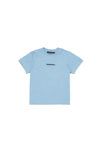 Dsquared2 T-shirt With Rubber Effect Logo In Blue