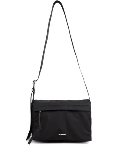 Jil Sander Rectangular Flap Shoulder Bag Adjustable Strap In Black