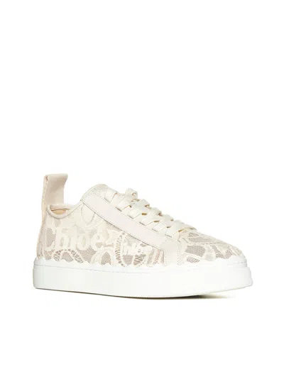 Chloé Lace Lauren Low-top Sneakers With Pull Tab In White