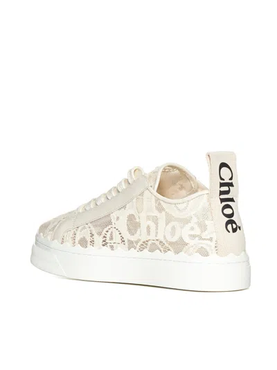 Chloé Lace Lauren Low-top Sneakers With Pull Tab In White