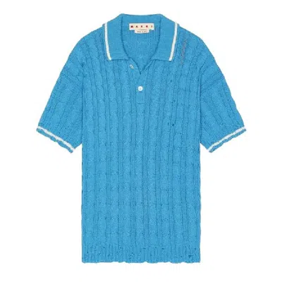 Marni Short Sleeve Polo Shirt In Blue