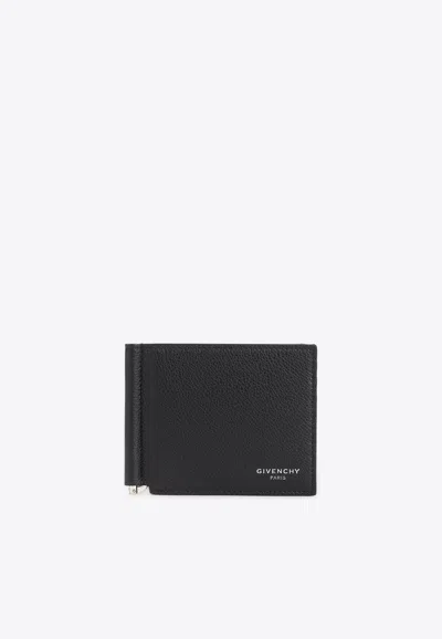 Givenchy Embossed Logo Bill Clip Leather Wallet In Black