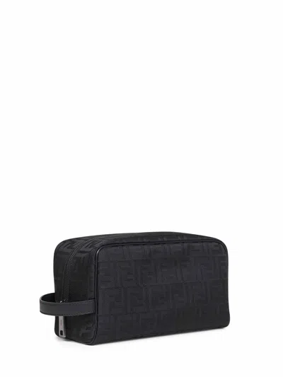 Fendi Men Black Ff Toiletry Case Medium In Blue