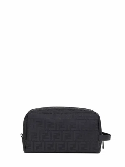 Fendi Men Black Ff Toiletry Case Medium In Blue