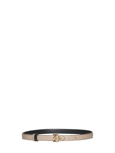 Fendi Women Reversible Black Leather Belt In Black