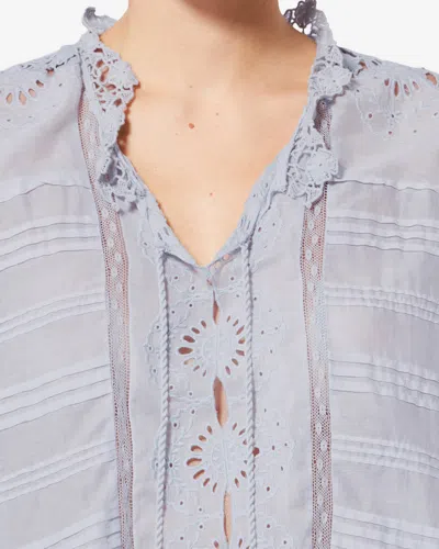 Isabel Marant Étoile Payton Lace-trimmed Embroidered Cotton Blouse In Pink