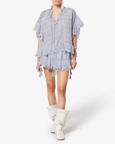 Isabel Marant Étoile Payton Lace-trimmed Embroidered Cotton Blouse In Pink