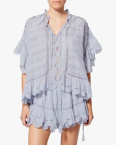 Isabel Marant Étoile Payton Lace-trimmed Embroidered Cotton Blouse In Pink