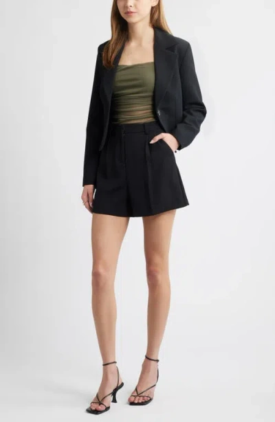 Open Edit Ruched Mesh Camisole In Green