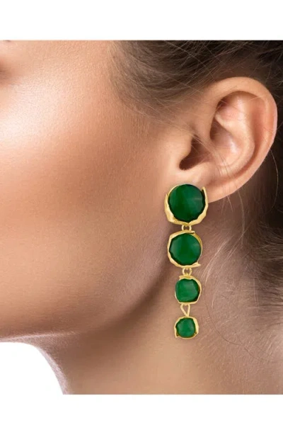 Jardin Graduated Sculpted Circle Linear Drop Earrings In Multi