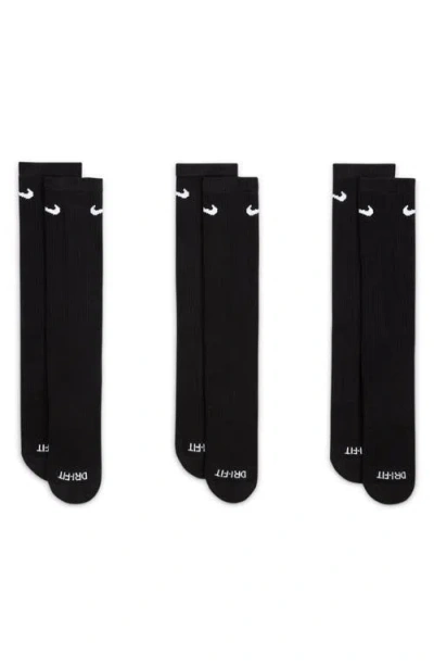 Nike Assorted 3-pack Everyday Plus Cushion Crew Training Socks In Black