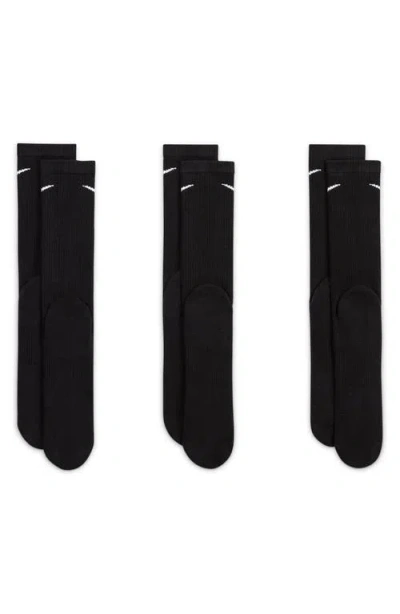 Nike Assorted 3-pack Everyday Plus Cushion Crew Training Socks In Black