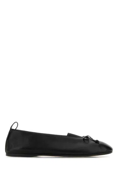 Miu Miu Nappa Ballerinas Bow Detail Flat Sole In Black
