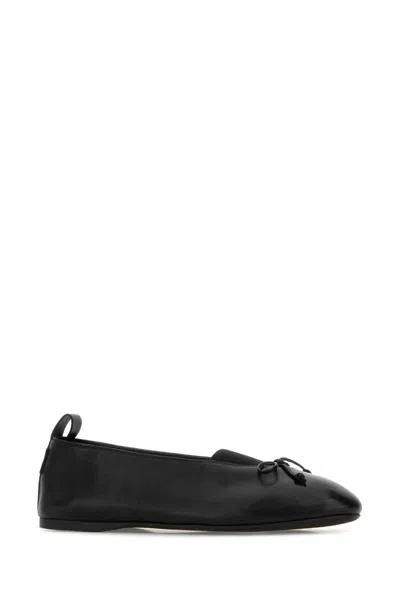 Miu Miu Nappa Ballerinas Bow Detail Flat Sole In Black