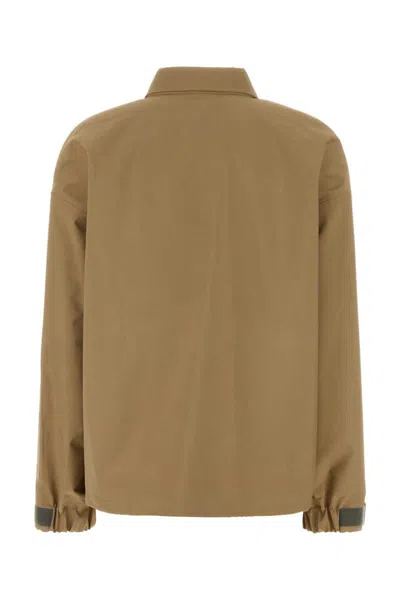 Miu Miu Tech Fabric Windbreaker Jacket Collared Design In Brown