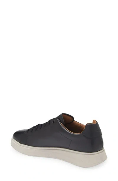 Hugo Boss Gary Burnished-leather Trainers With Hidden Laces In Black
