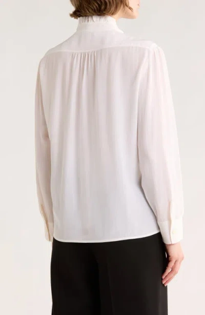 Sandro Patie Ruffle Silk Button-up Shirt In White
