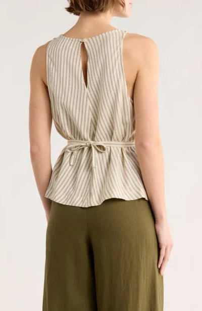 Max Studio Pinstripe Tie Back Tank In Multi
