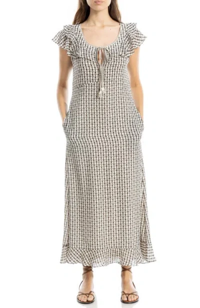 Max Studio Flutter Sleeve Maxi Dress In Multi