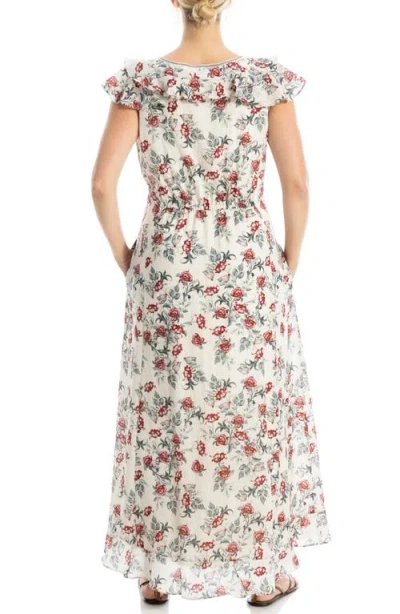 Max Studio Flutter Sleeve Maxi Dress In White