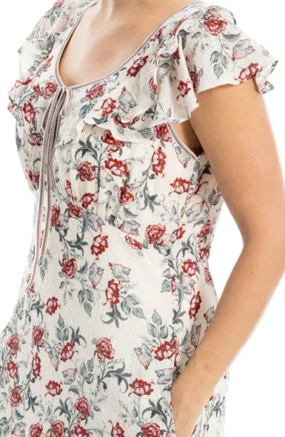 Max Studio Flutter Sleeve Maxi Dress In White