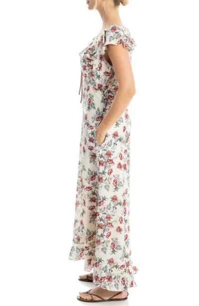 Max Studio Flutter Sleeve Maxi Dress In White