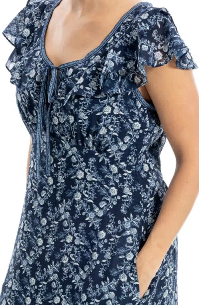 Max Studio Flutter Sleeve Maxi Dress In Blue