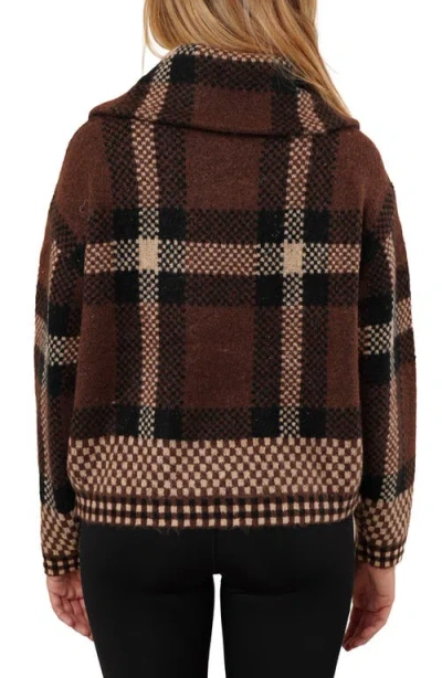 Cyrus Plaid Zip Knit Coat In Multi