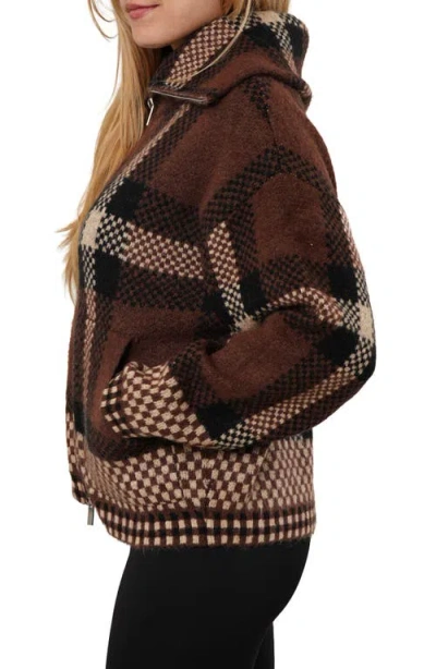 Cyrus Plaid Zip Knit Coat In Multi