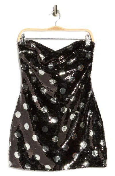 Le Lis Sequin Polka Dot Minidress In Brown