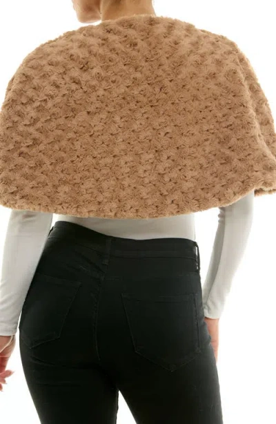 Nina Leonard Faux Fur Capelet In Brown