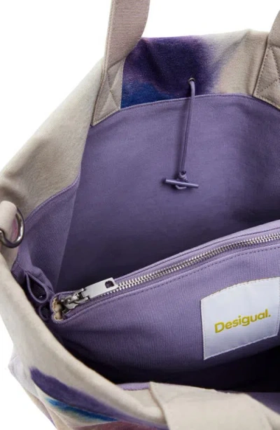Desigual Print Canvas Shopper In Neutral