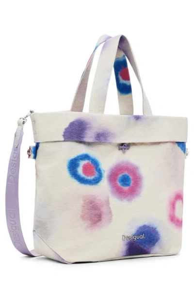Desigual Print Canvas Shopper In Neutral