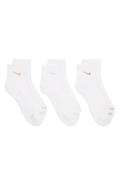 Nike 3-pack Dri-fit Everyday Ankle Socks In White