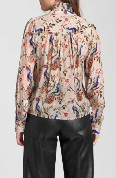 Apny Ruffle Half-placket Shirt In Multi