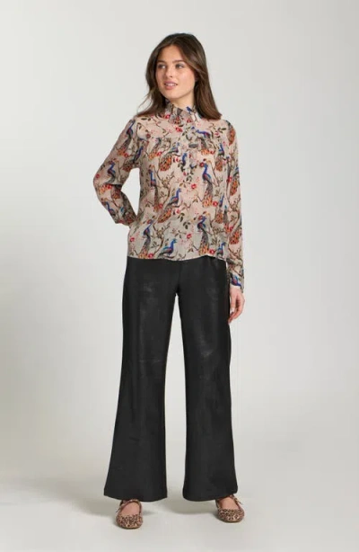 Apny Ruffle Half-placket Shirt In Multi