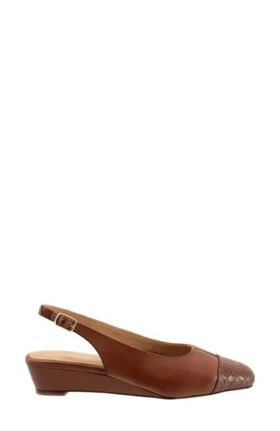 Trotters Dea Slingback Cap Toe Wedge Pump In Brown