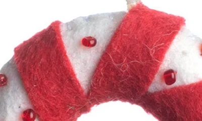 Silk Road Bazaar Handmade Candy Cane Felted Wool Ornament In Multi