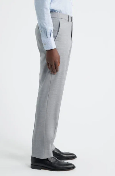 Berle Flat Front Light Grey Super 120s Wool Dress Pants In Multi