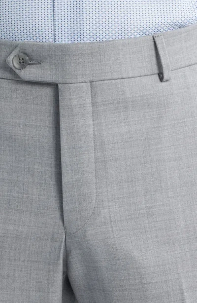 Berle Flat Front Light Grey Super 120s Wool Dress Pants In Multi