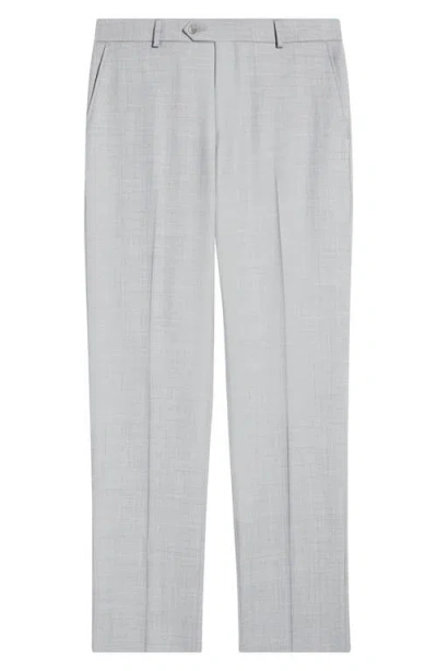 Berle Flat Front Light Grey Super 120s Wool Dress Pants In Multi