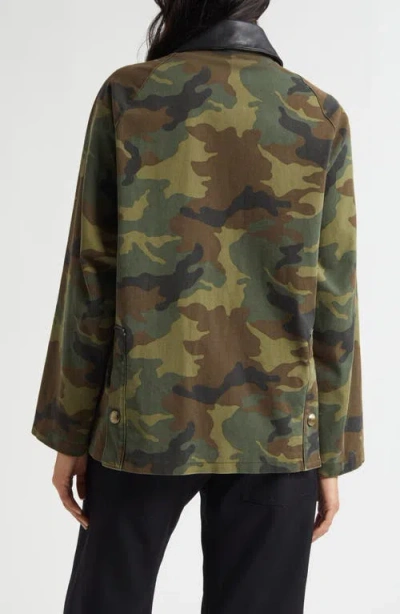 Nili Lotan Casual Jacket High Collar Camouflage Pattern Pockets In Green