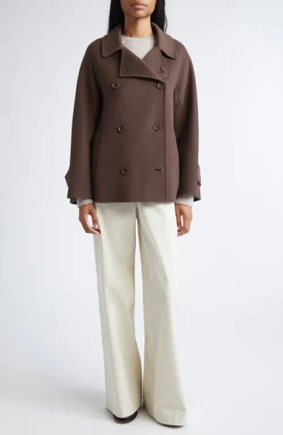 Max Mara Louise Short Wool Double Face Coat In Brown