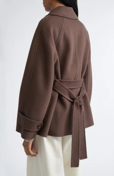 Max Mara Louise Short Wool Double Face Coat In Brown
