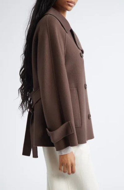Max Mara Louise Short Wool Double Face Coat In Brown