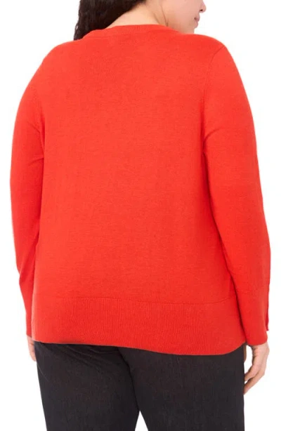 Halogenr Halogen(r) Button Cuff Cotton Blend Sweater In Orange