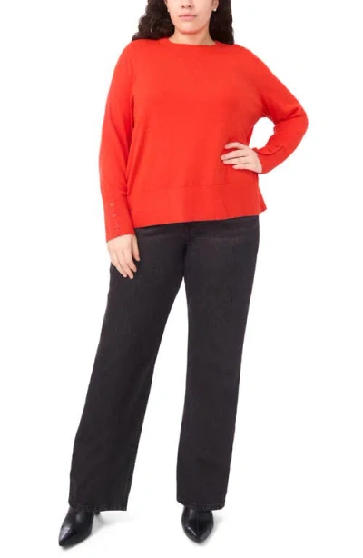 Halogenr Halogen(r) Button Cuff Cotton Blend Sweater In Orange