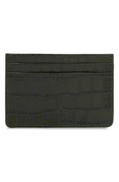 Strathberry Croc Embossed Leather Card Case In Green